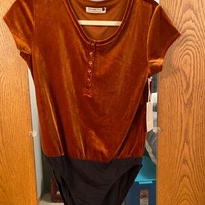 Jackson Rowe Velvet Brown and Black Bodysuit